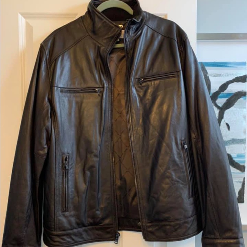 Michael Kors Brown Leather Jacket, Size L